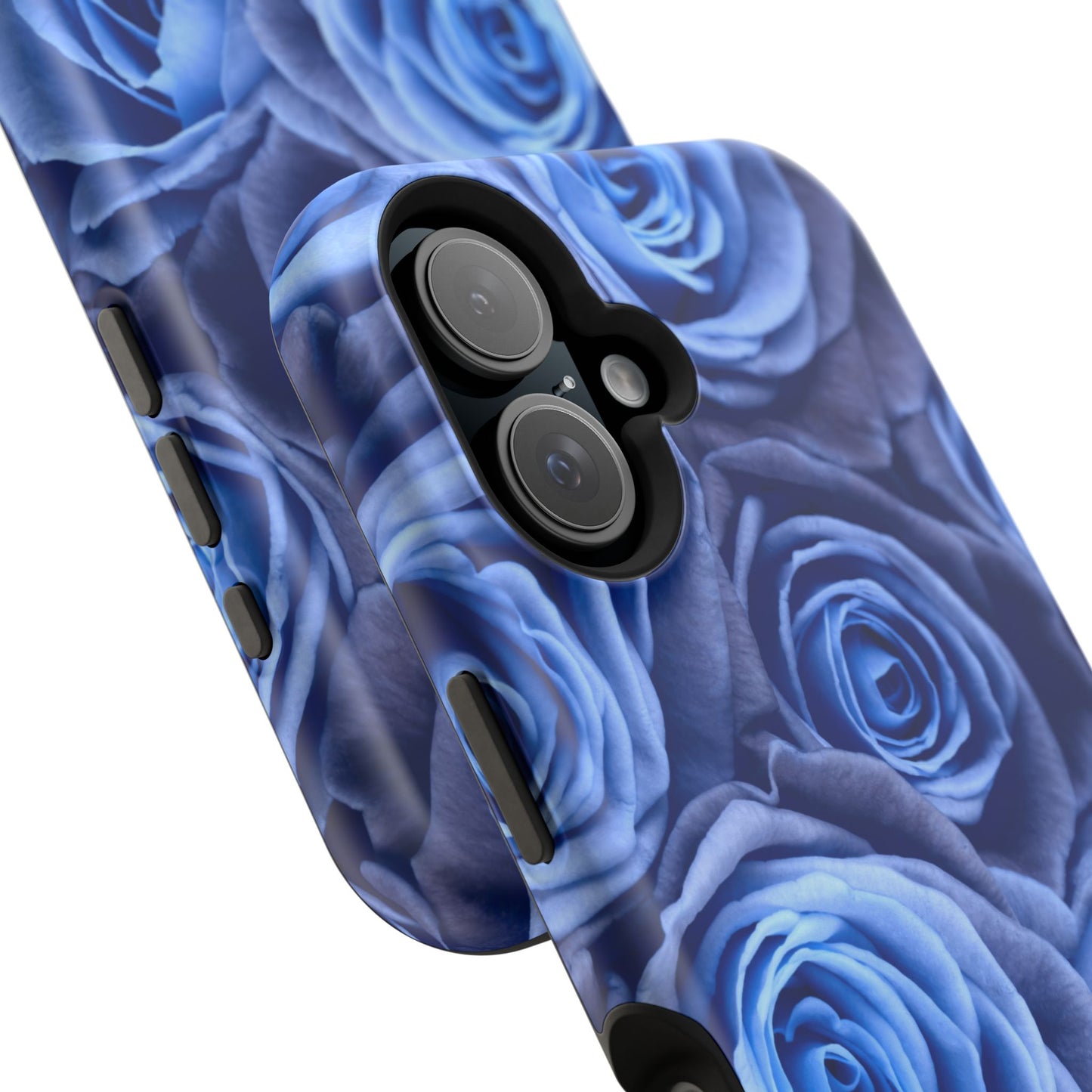 Impact-Resistant Phone Case - Blue Roses & Yellow Flower Design