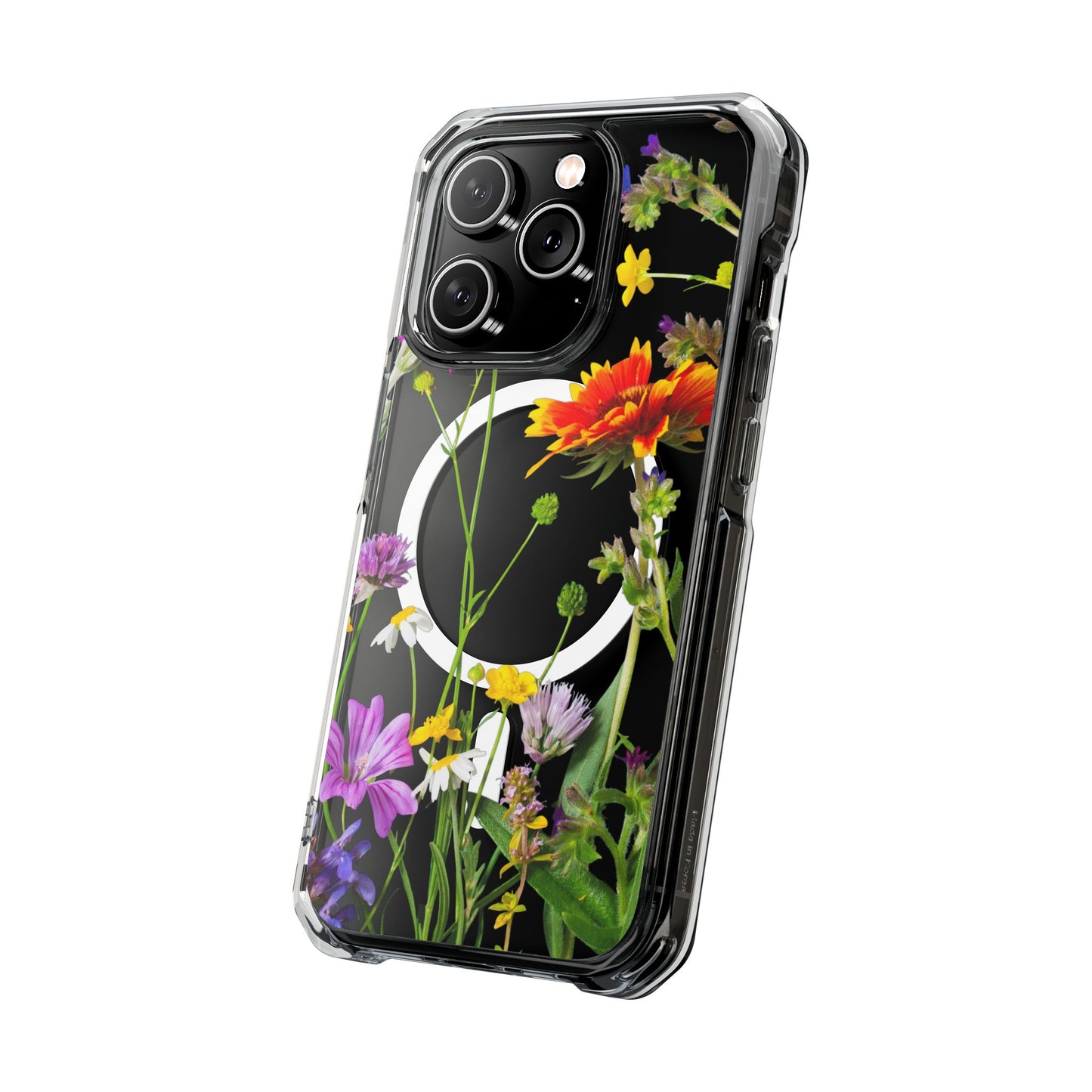 Magnetic Phone Case - Clear Flower Design