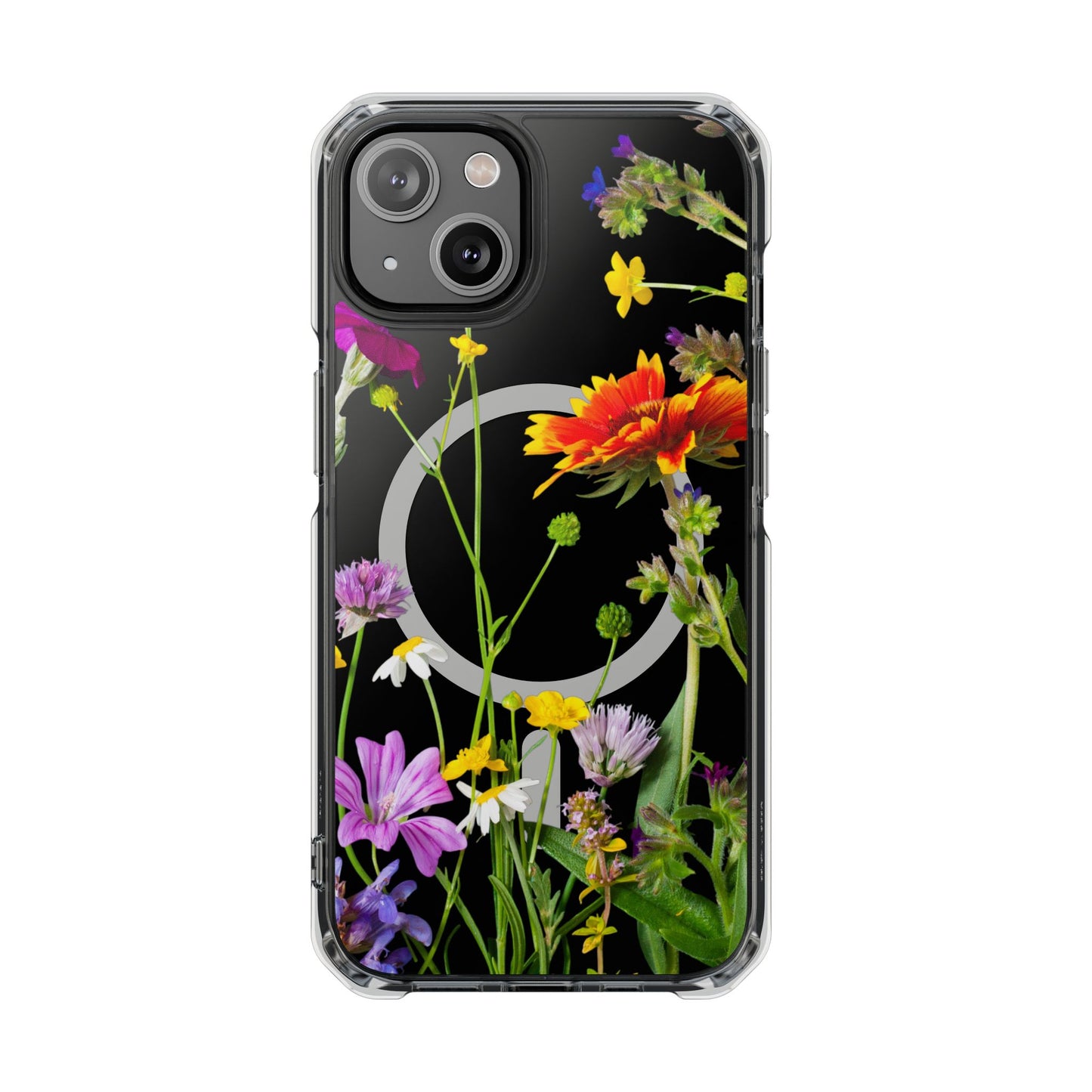 Magnetic Phone Case - Clear Flower Design