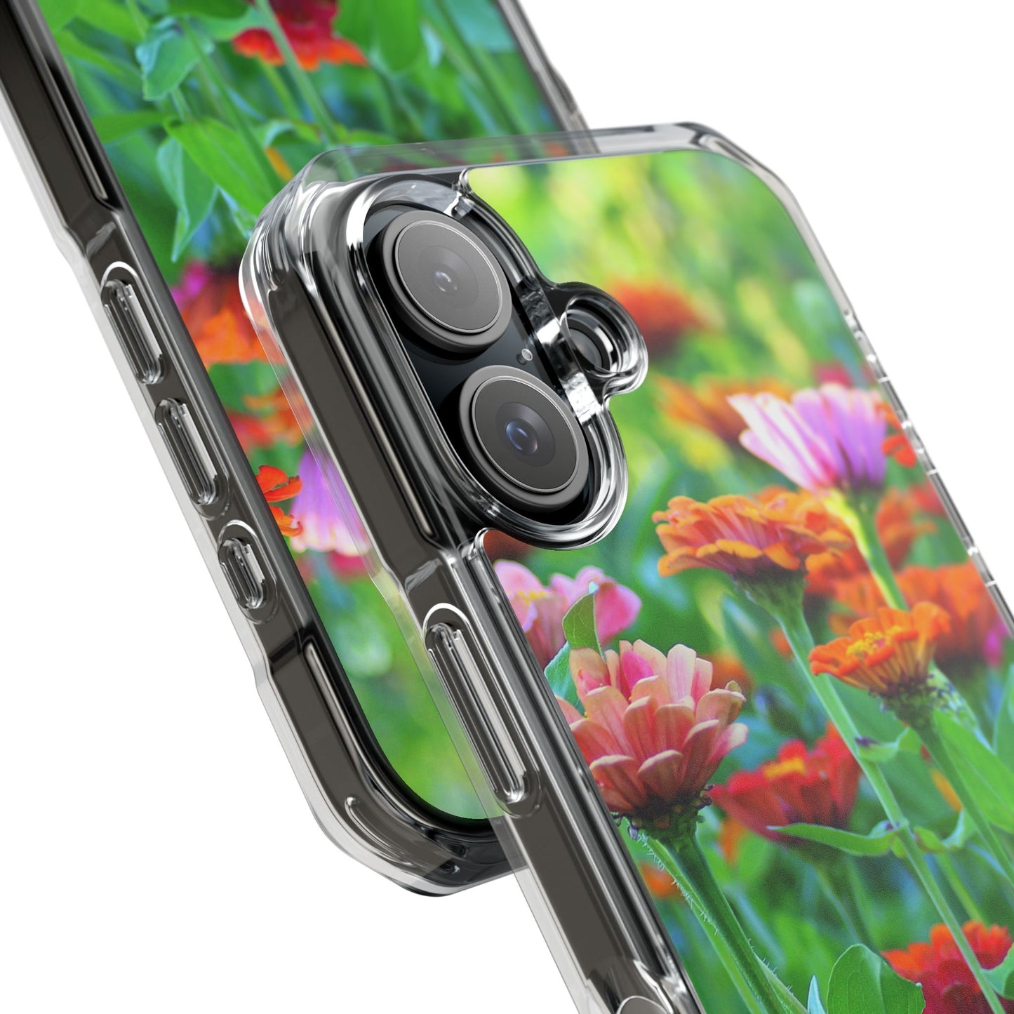 Magnetic Clear Impact Case - Vibrant Flowers and Summer Grass