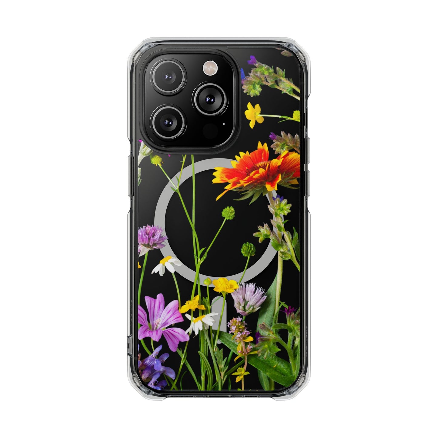 Magnetic Phone Case - Clear Flower Design