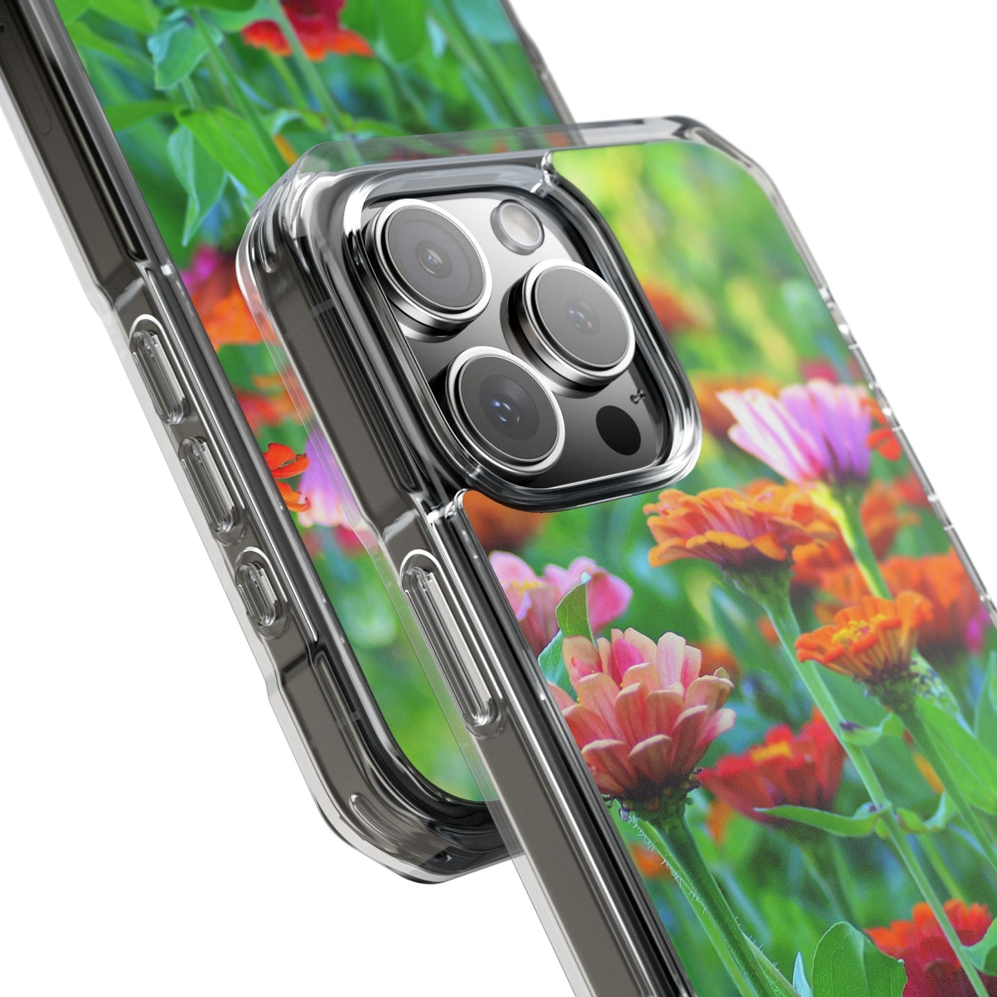 Magnetic Clear Impact Case - Vibrant Flowers and Summer Grass