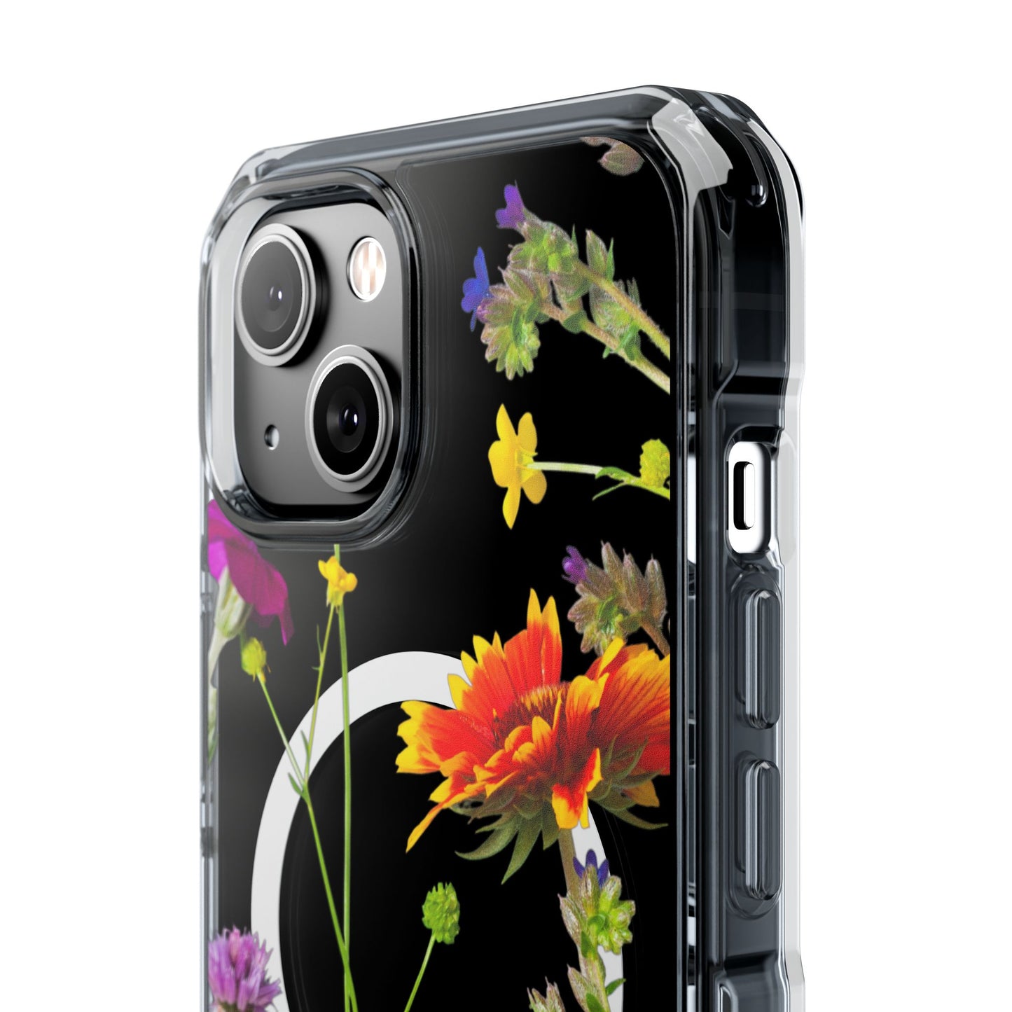 Magnetic Phone Case - Clear Flower Design