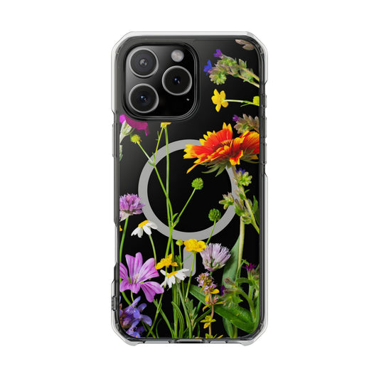 Magnetic Phone Case - Clear Flower Design