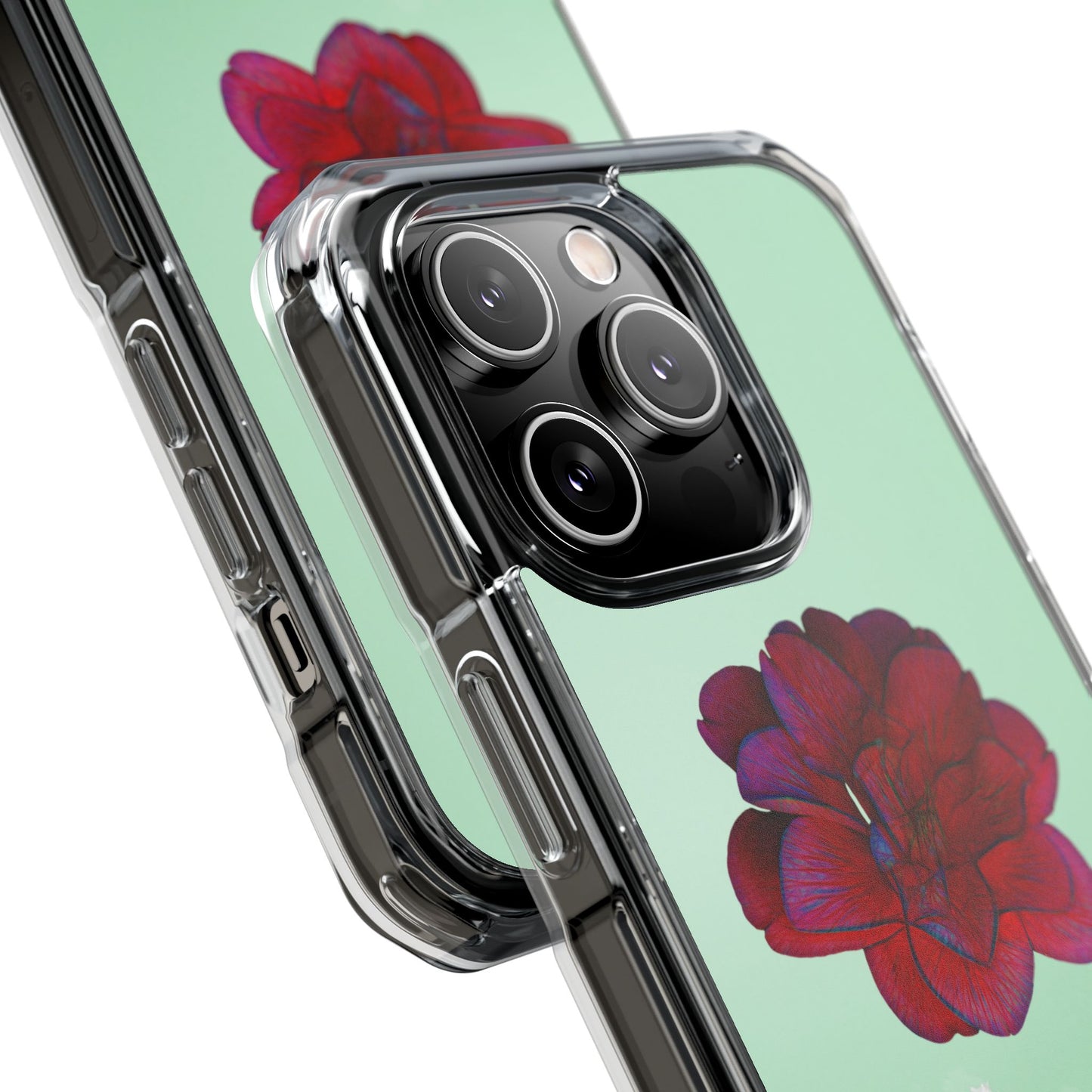 Magnetic Clear Impact Case - Red Beautiful Flower Design