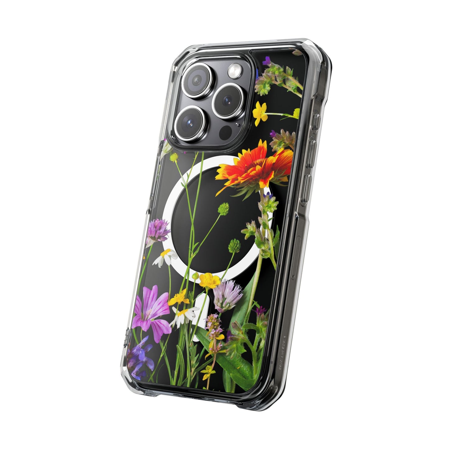 Magnetic Phone Case - Clear Flower Design