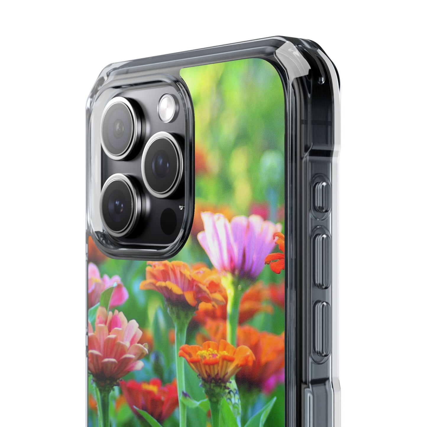 Magnetic Clear Impact Case - Vibrant Flowers and Summer Grass