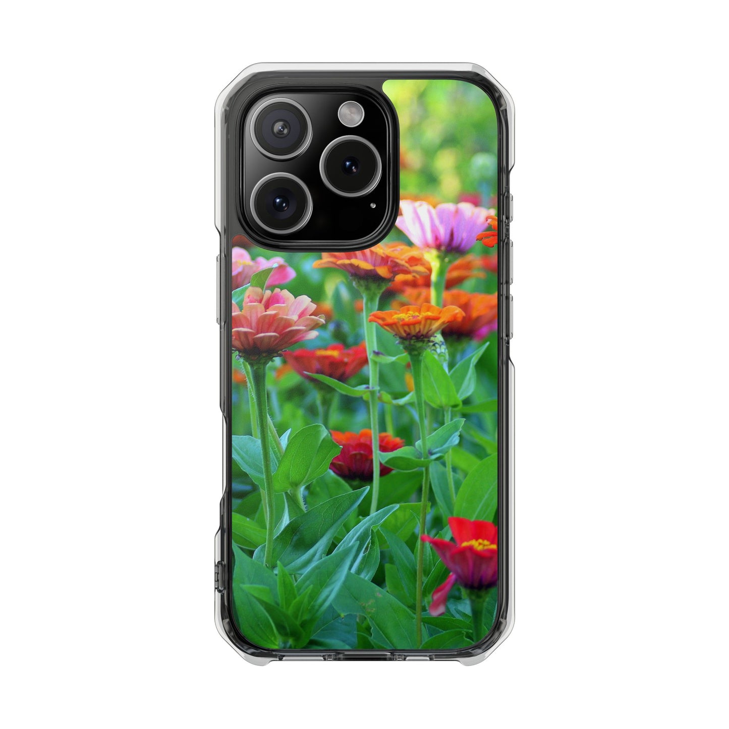 Magnetic Clear Impact Case - Vibrant Flowers and Summer Grass