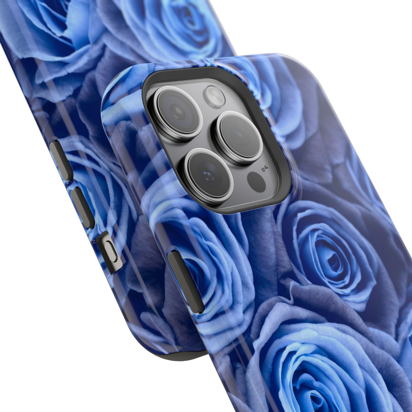 Impact-Resistant Phone Case - Blue Roses & Yellow Flower Design