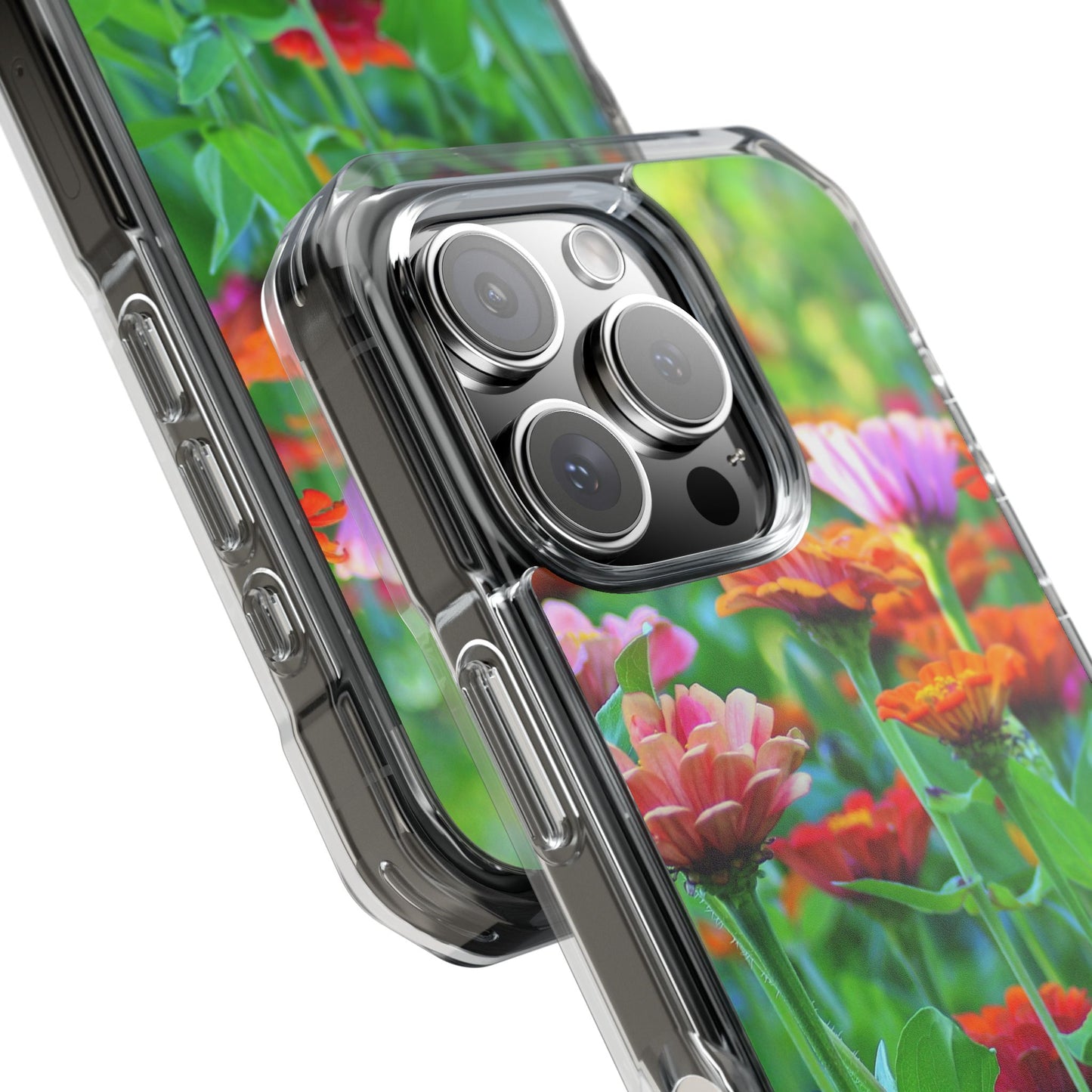 Magnetic Clear Impact Case - Vibrant Flowers and Summer Grass