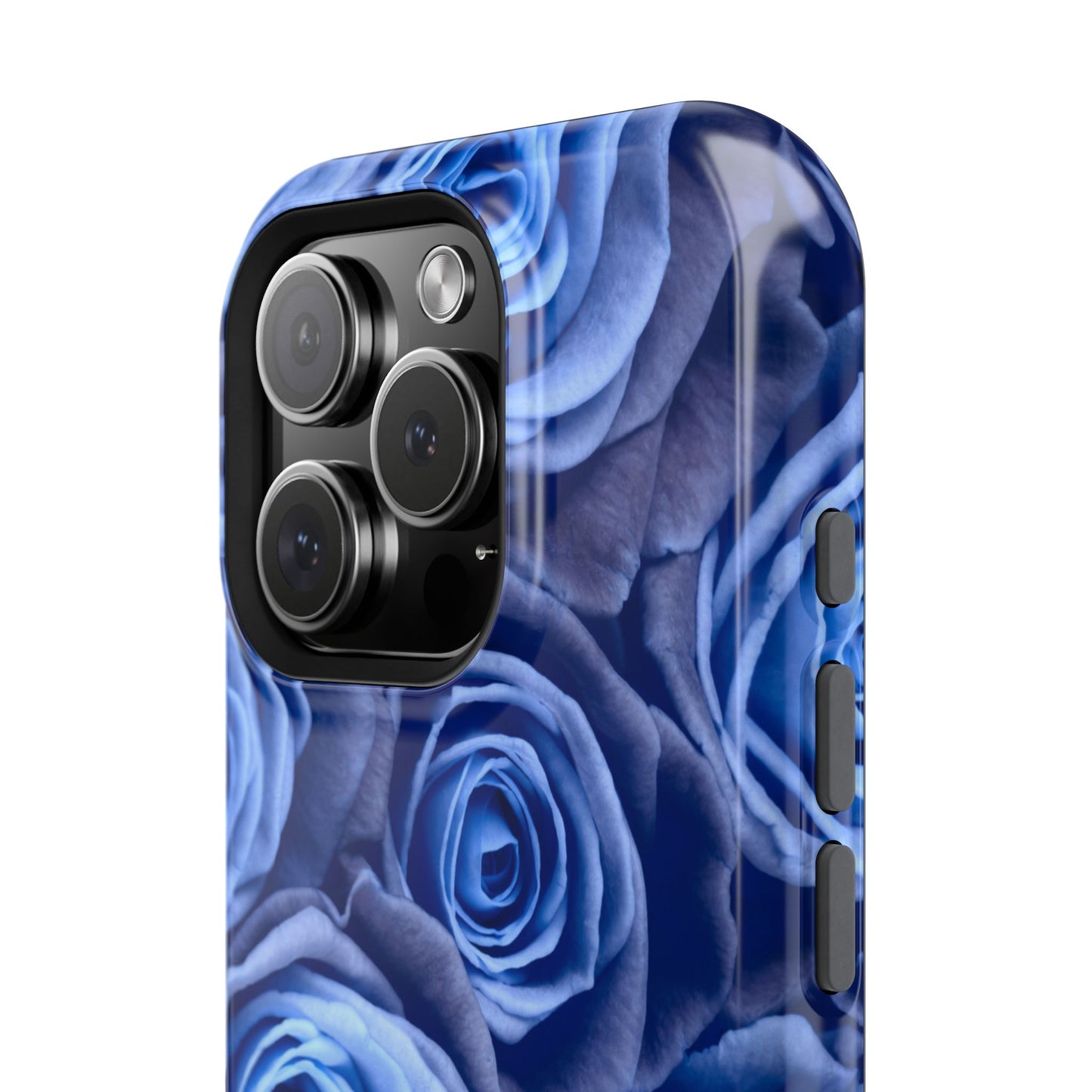 Impact-Resistant Phone Case - Blue Roses & Yellow Flower Design