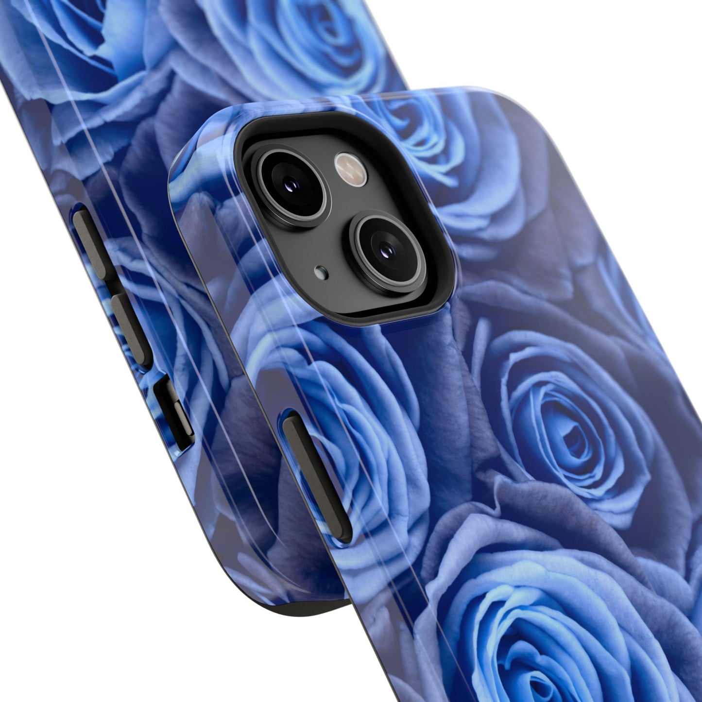 Impact-Resistant Phone Case - Blue Roses & Yellow Flower Design