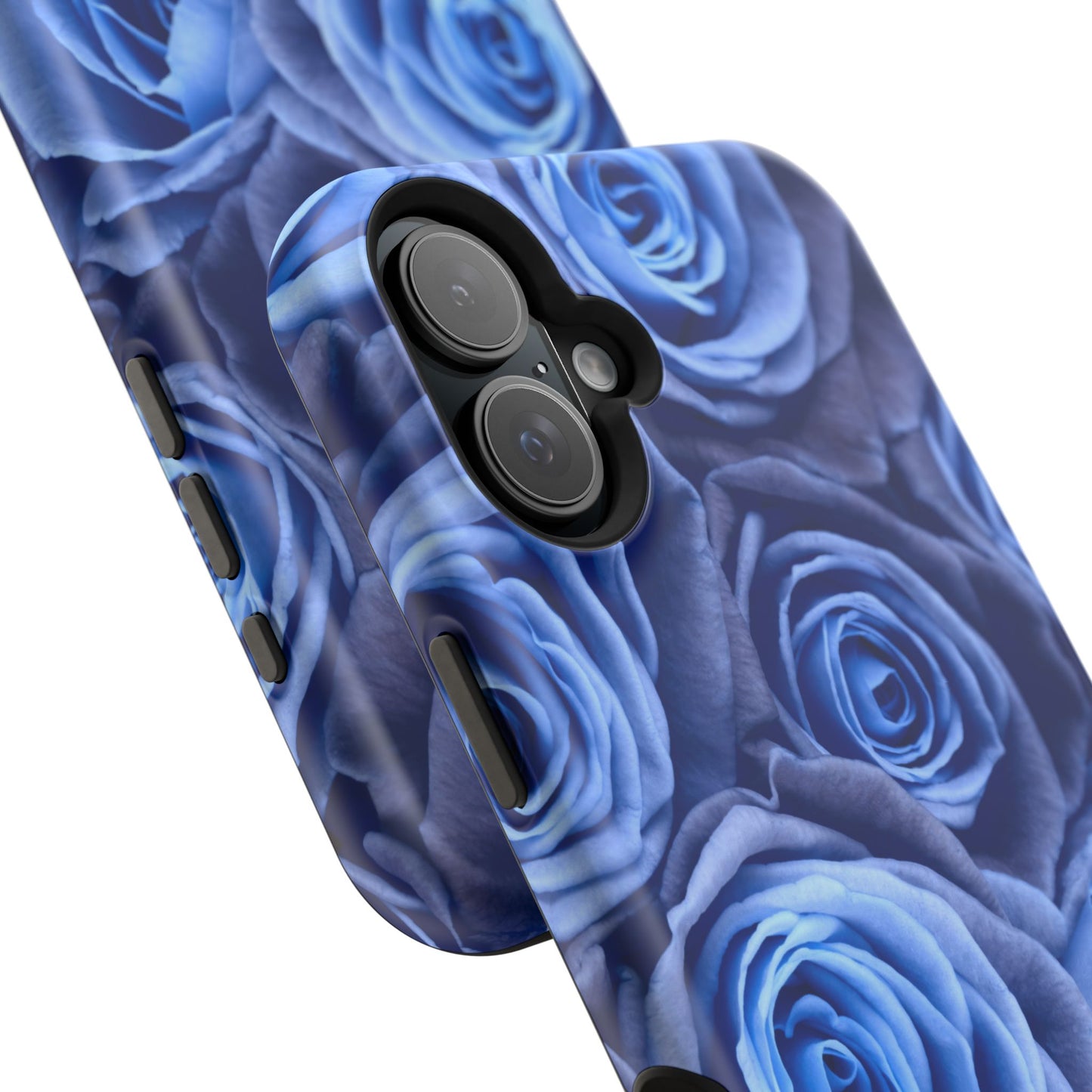 Impact-Resistant Phone Case - Blue Roses & Yellow Flower Design