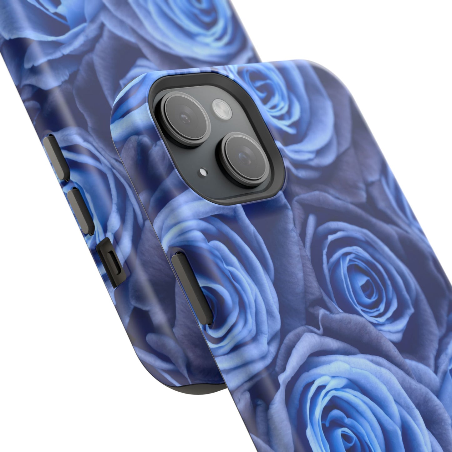 Impact-Resistant Phone Case - Blue Roses & Yellow Flower Design