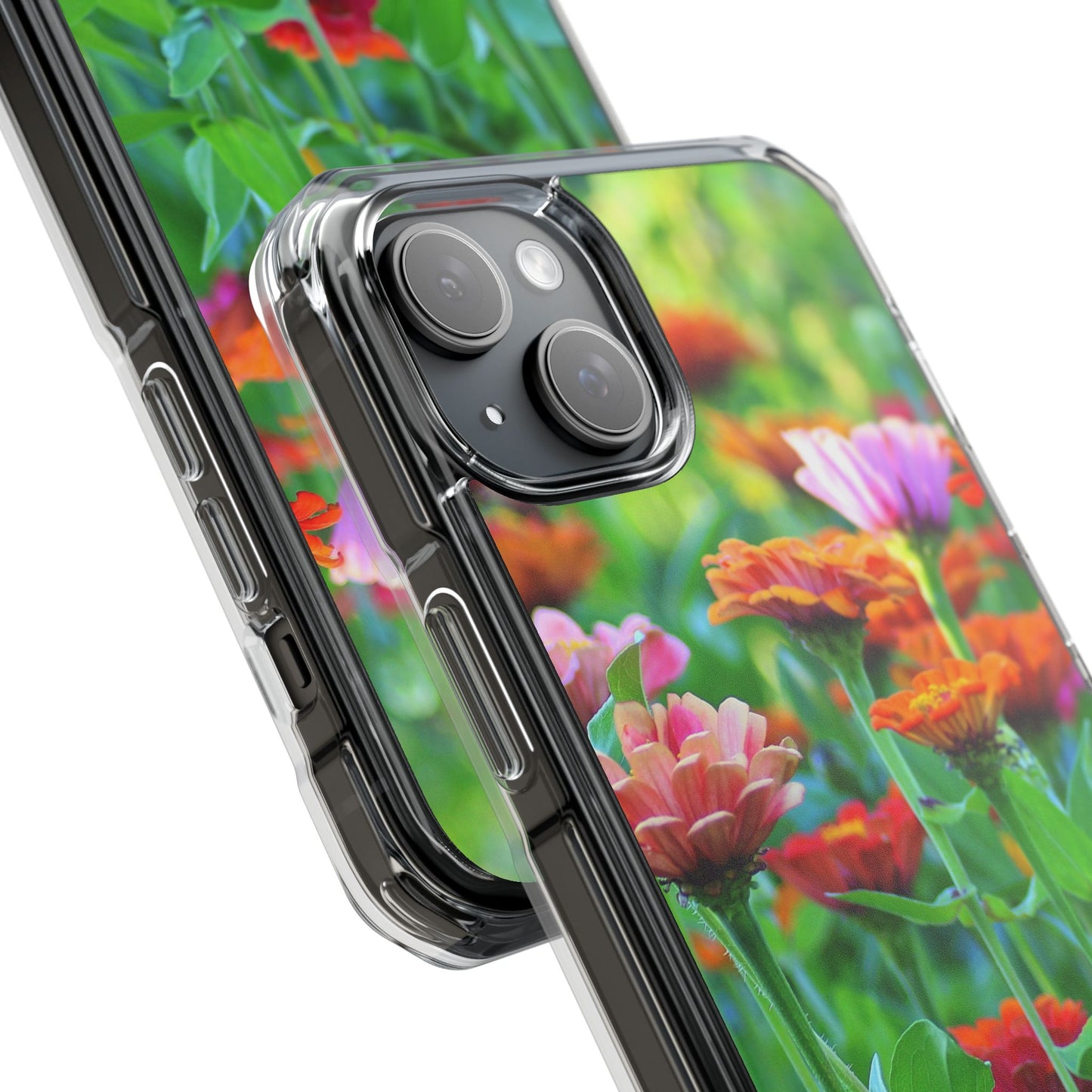 Magnetic Clear Impact Case - Vibrant Flowers and Summer Grass