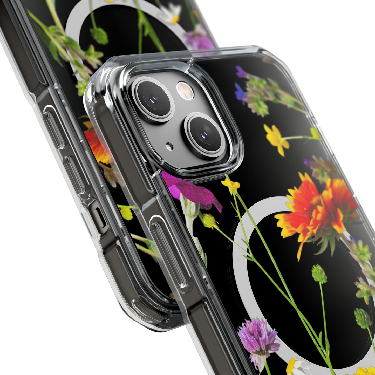 Magnetic Phone Case - Clear Flower Design