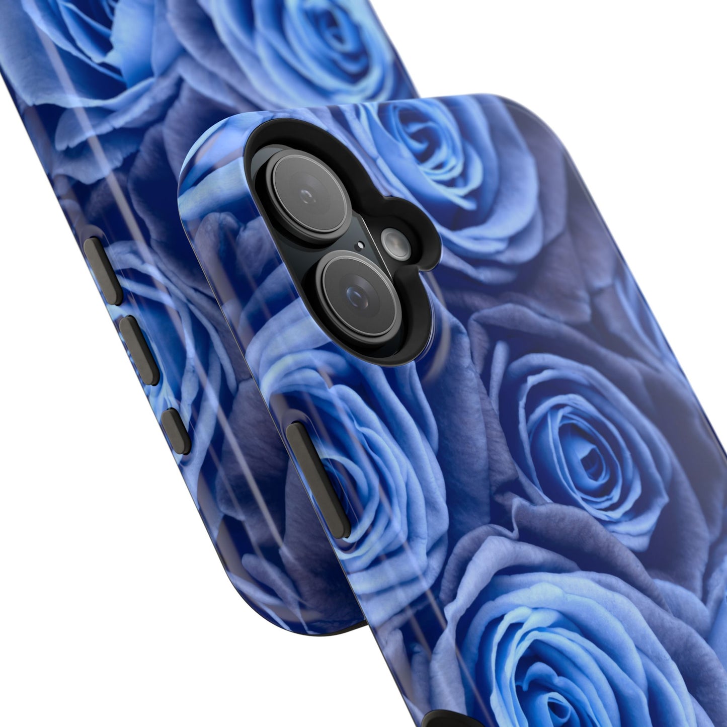 Impact-Resistant Phone Case - Blue Roses & Yellow Flower Design