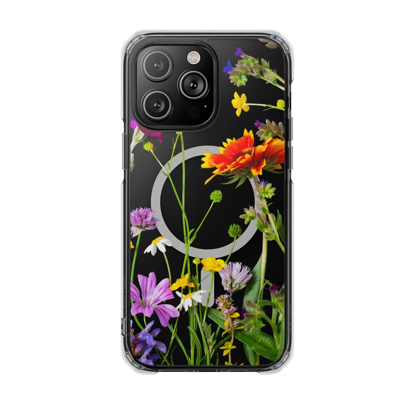 Magnetic Phone Case - Clear Flower Design