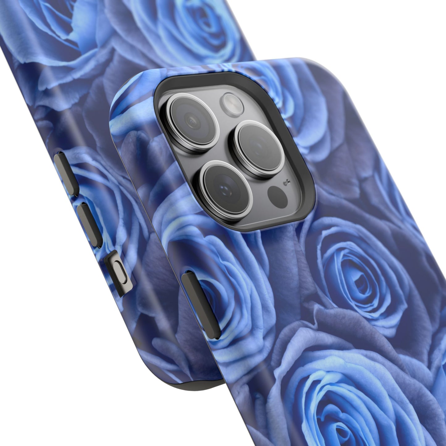 Impact-Resistant Phone Case - Blue Roses & Yellow Flower Design