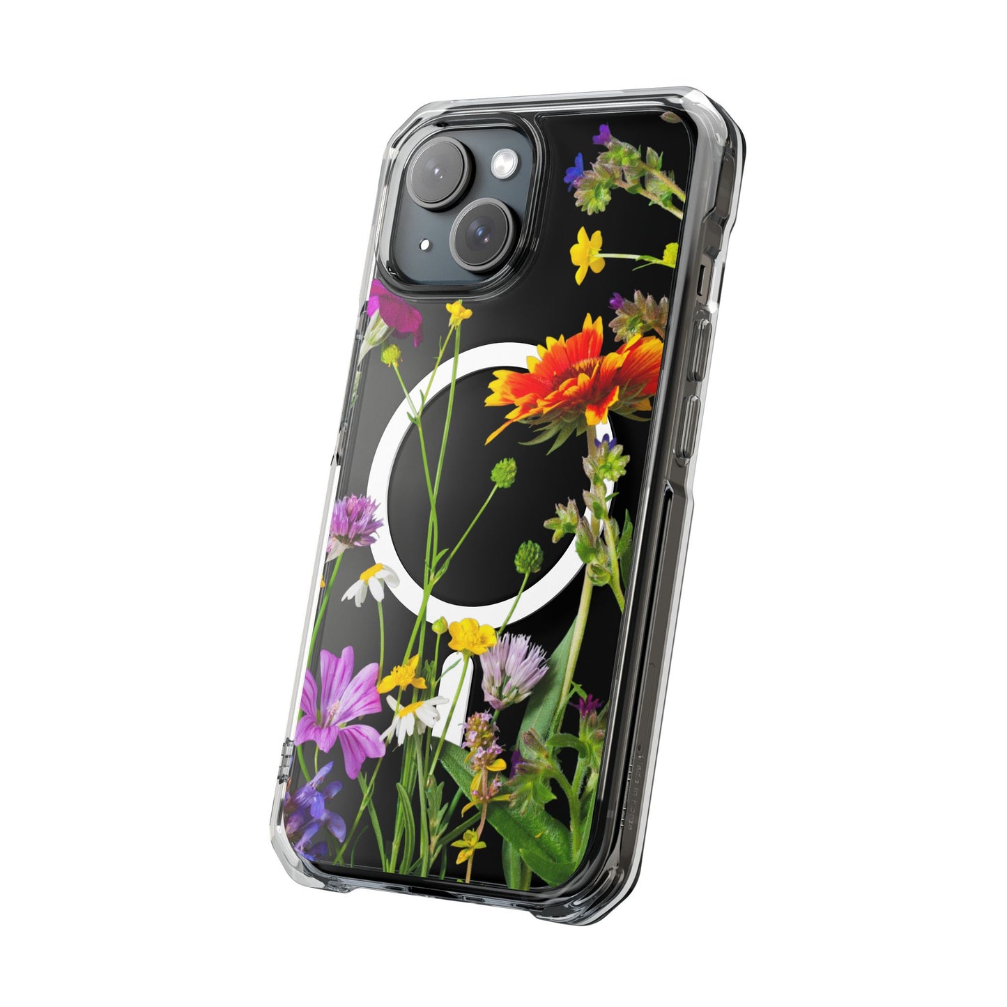 Magnetic Phone Case - Clear Flower Design