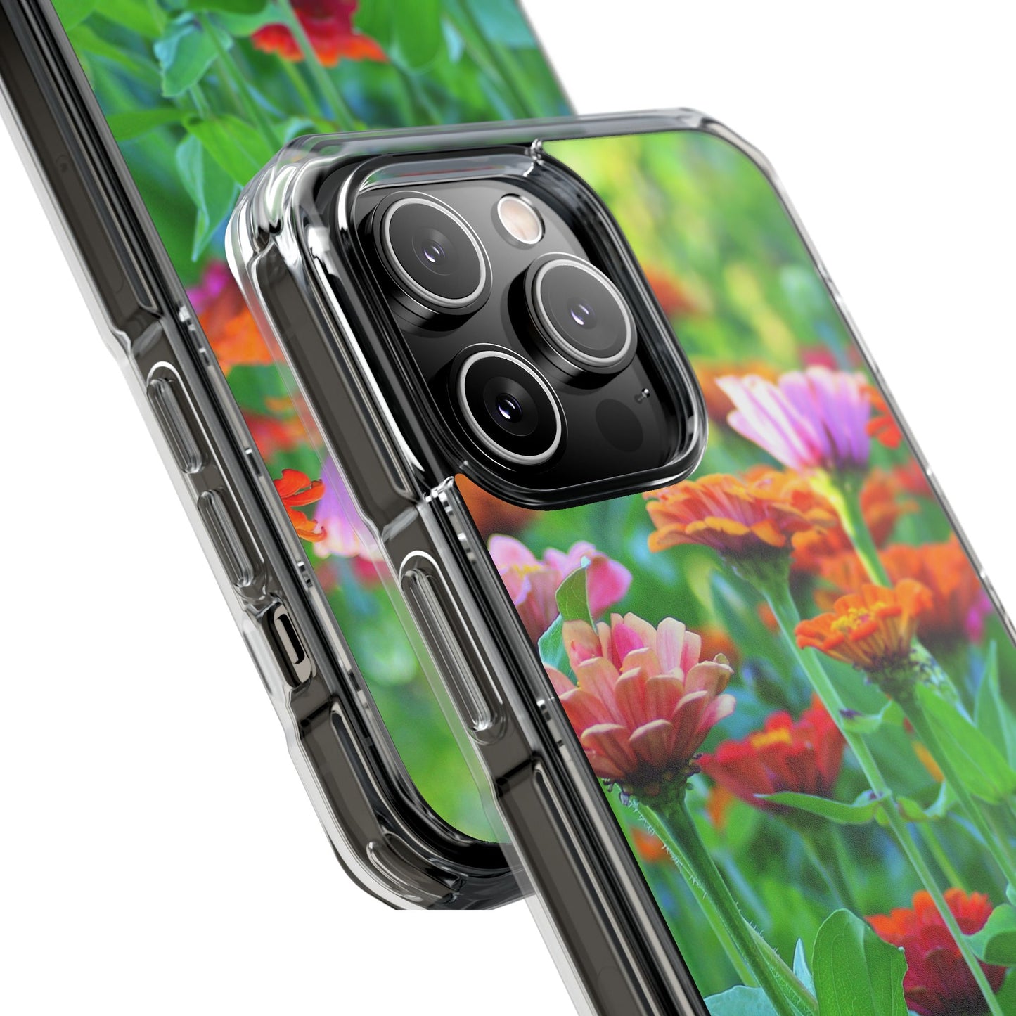 Magnetic Clear Impact Case - Vibrant Flowers and Summer Grass