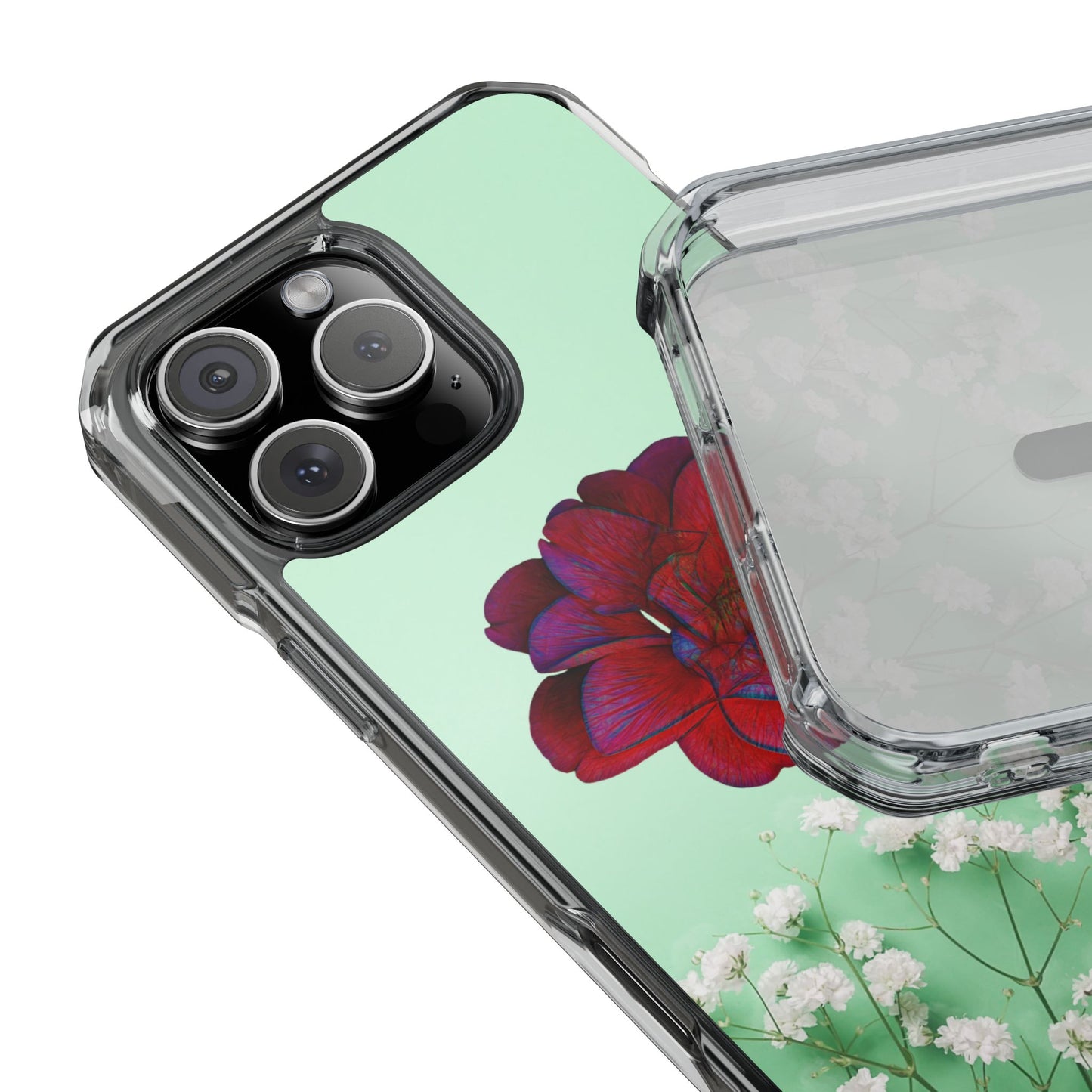 Magnetic Clear Impact Case - Red Beautiful Flower Design