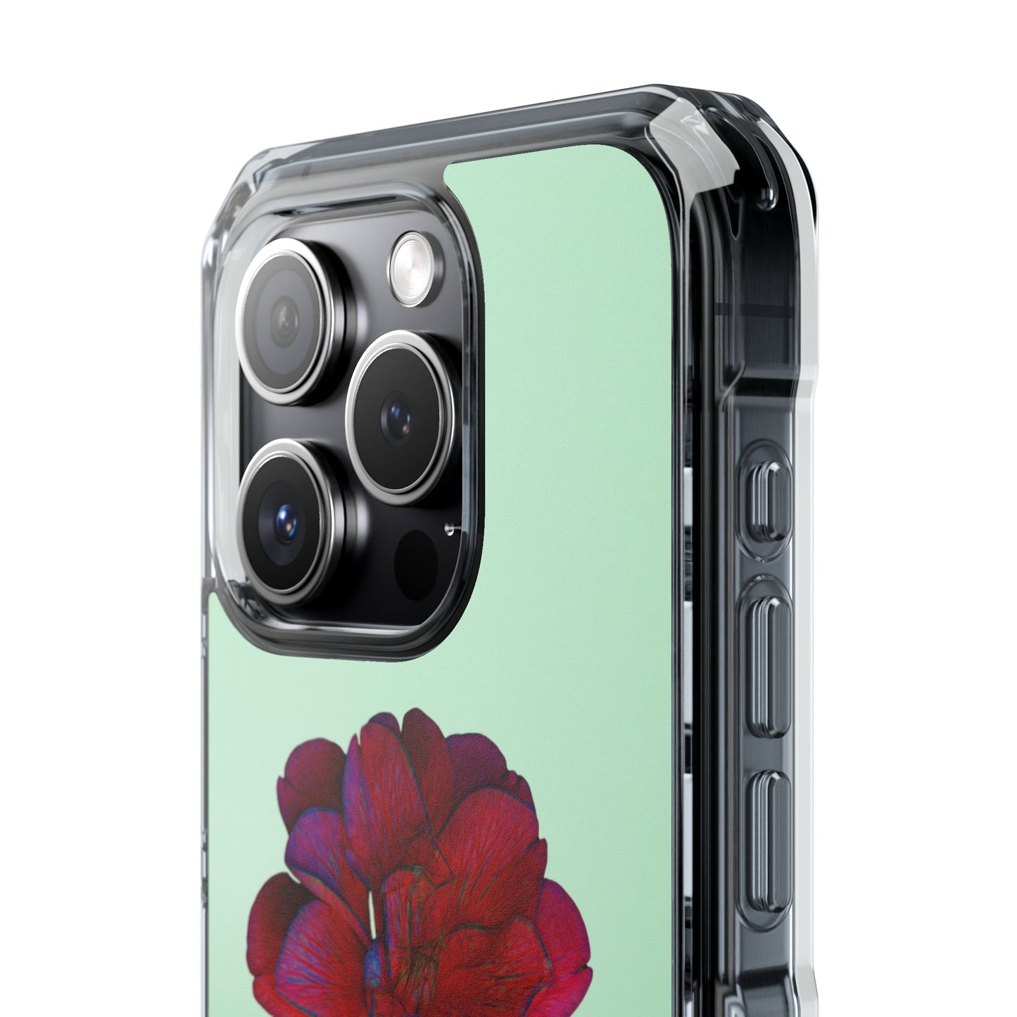 Magnetic Clear Impact Case - Red Beautiful Flower Design