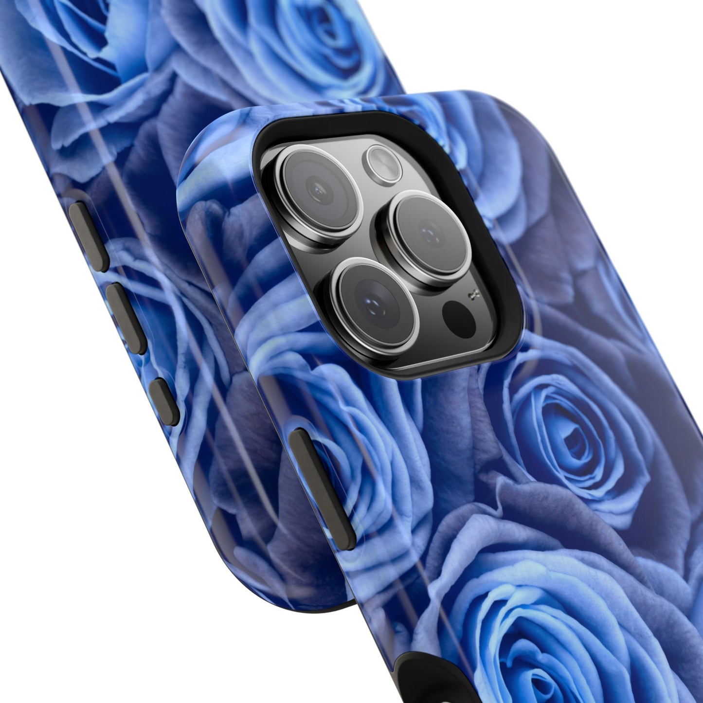 Impact-Resistant Phone Case - Blue Roses & Yellow Flower Design