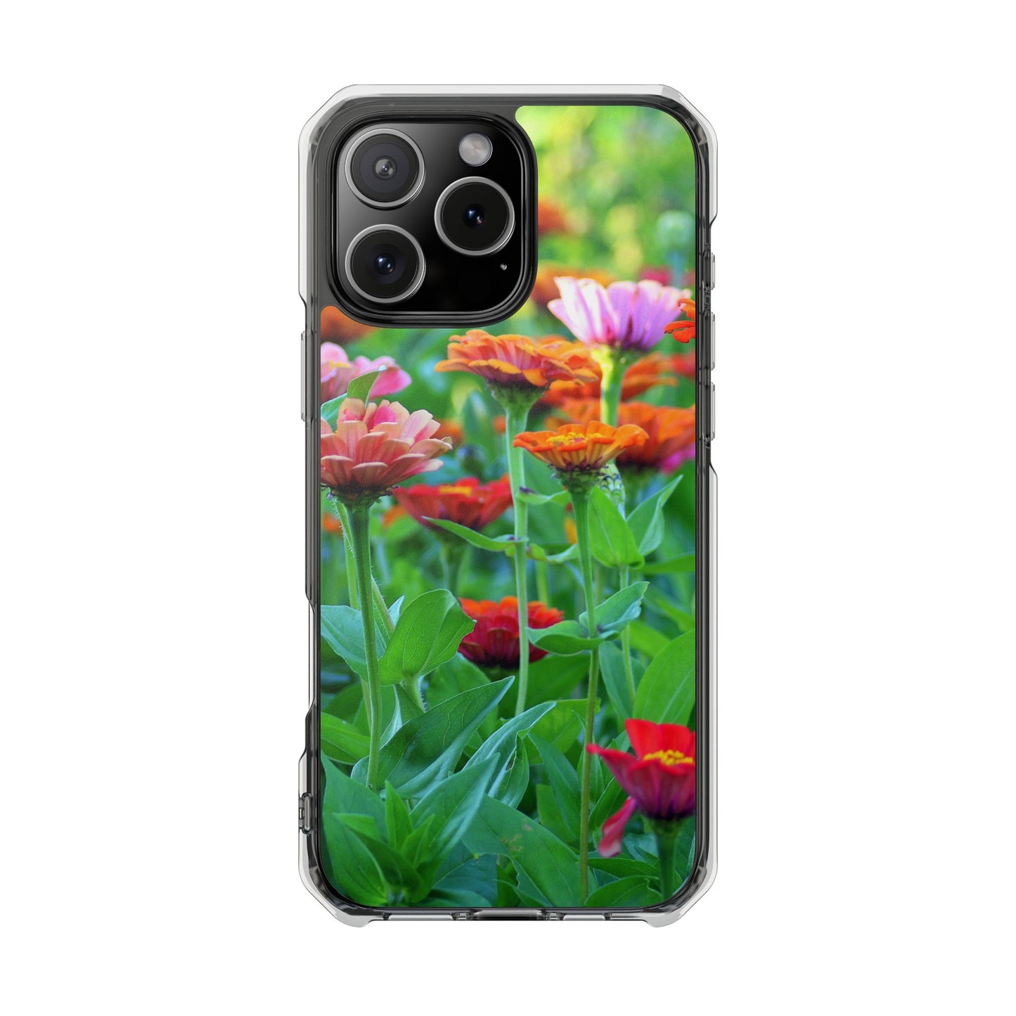 Magnetic Clear Impact Case - Vibrant Flowers and Summer Grass