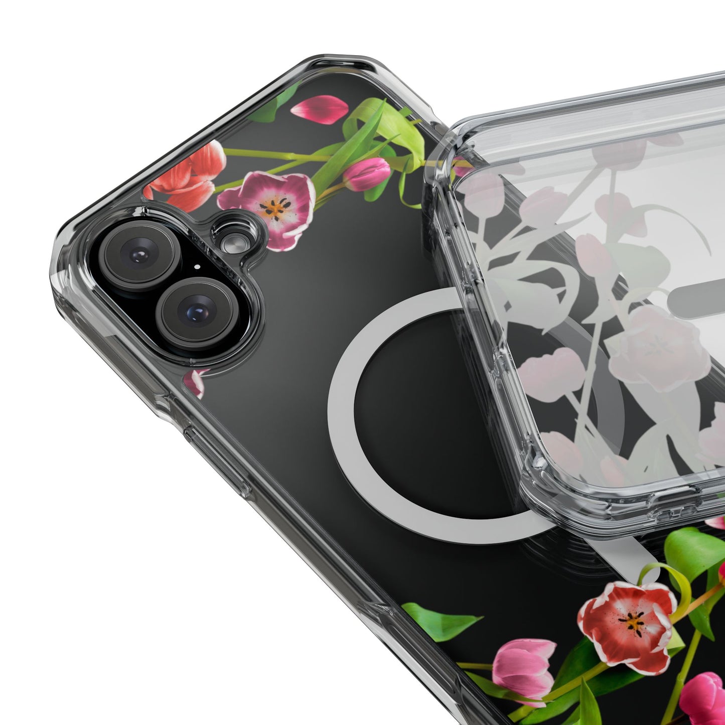 Magnetic Clear Impact Case - Tulips Elegant Protection for Your Phone