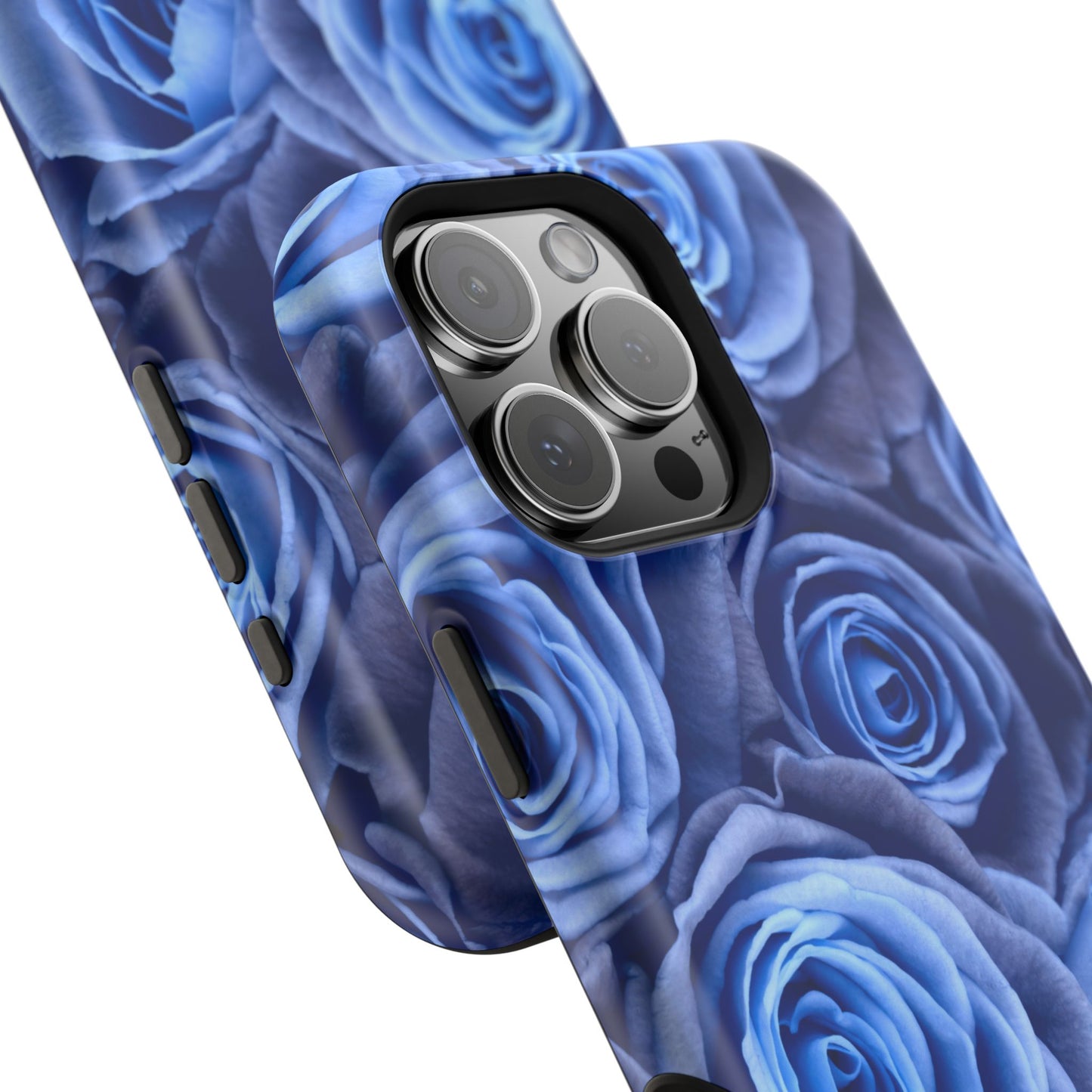 Impact-Resistant Phone Case - Blue Roses & Yellow Flower Design