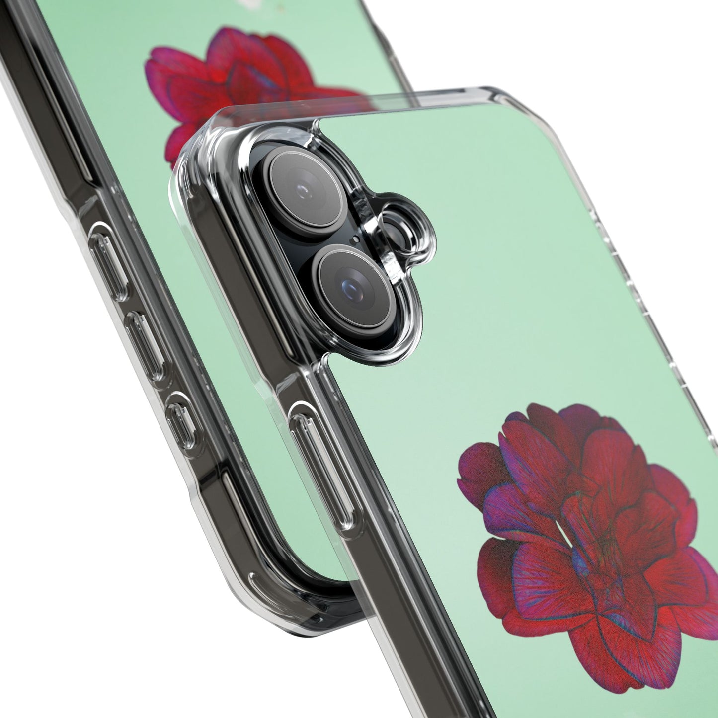 Magnetic Clear Impact Case - Red Beautiful Flower Design