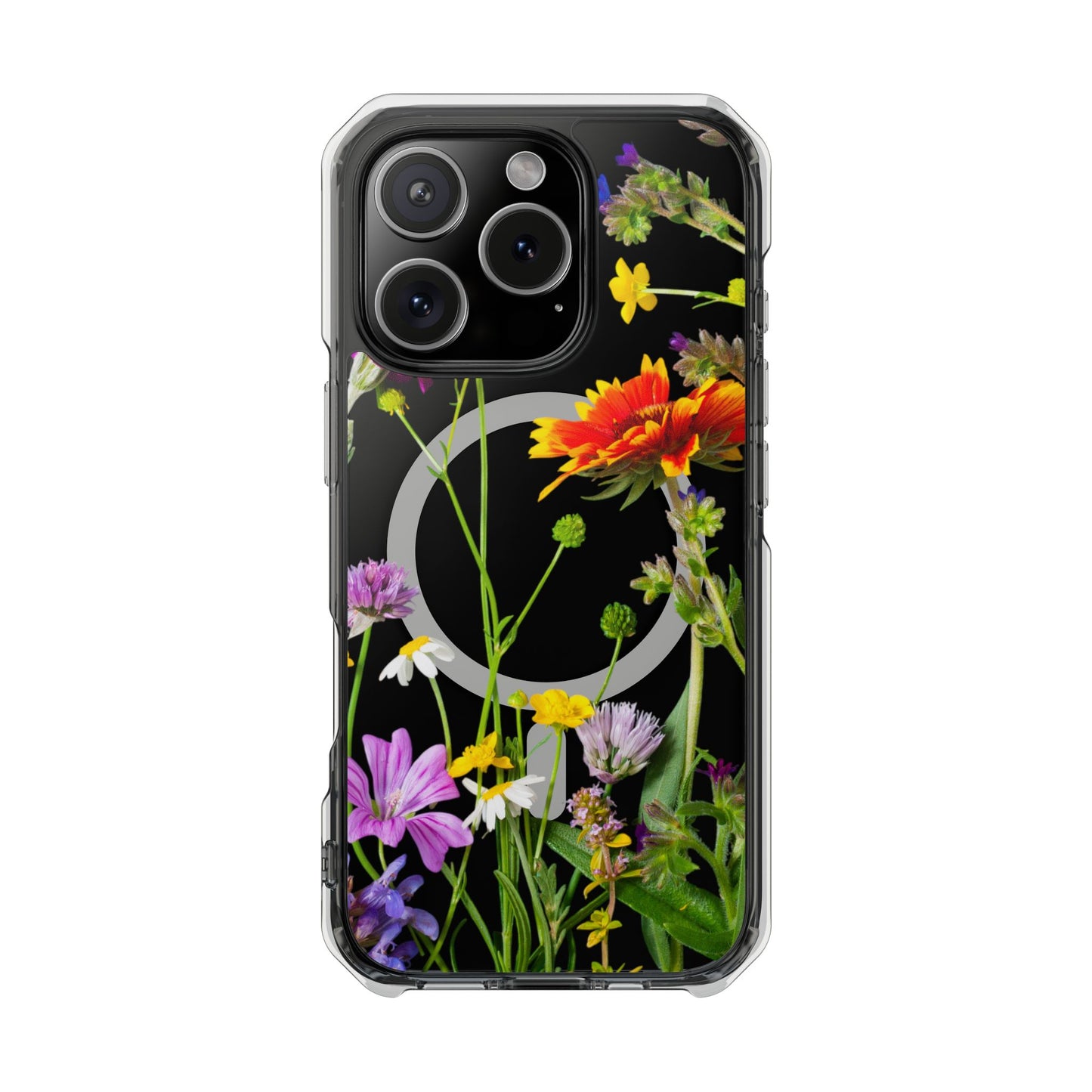 Magnetic Phone Case - Clear Flower Design