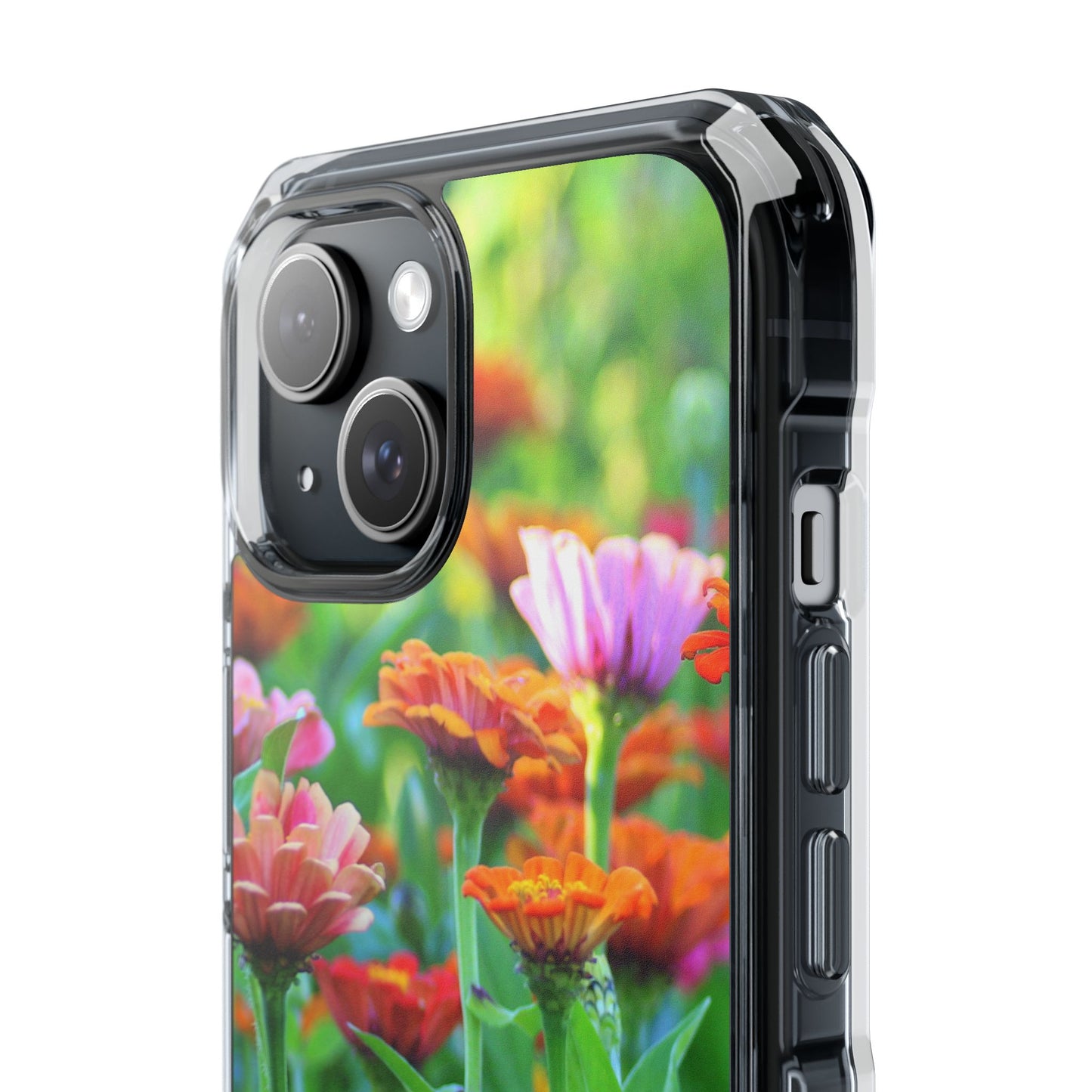 Magnetic Clear Impact Case - Vibrant Flowers and Summer Grass