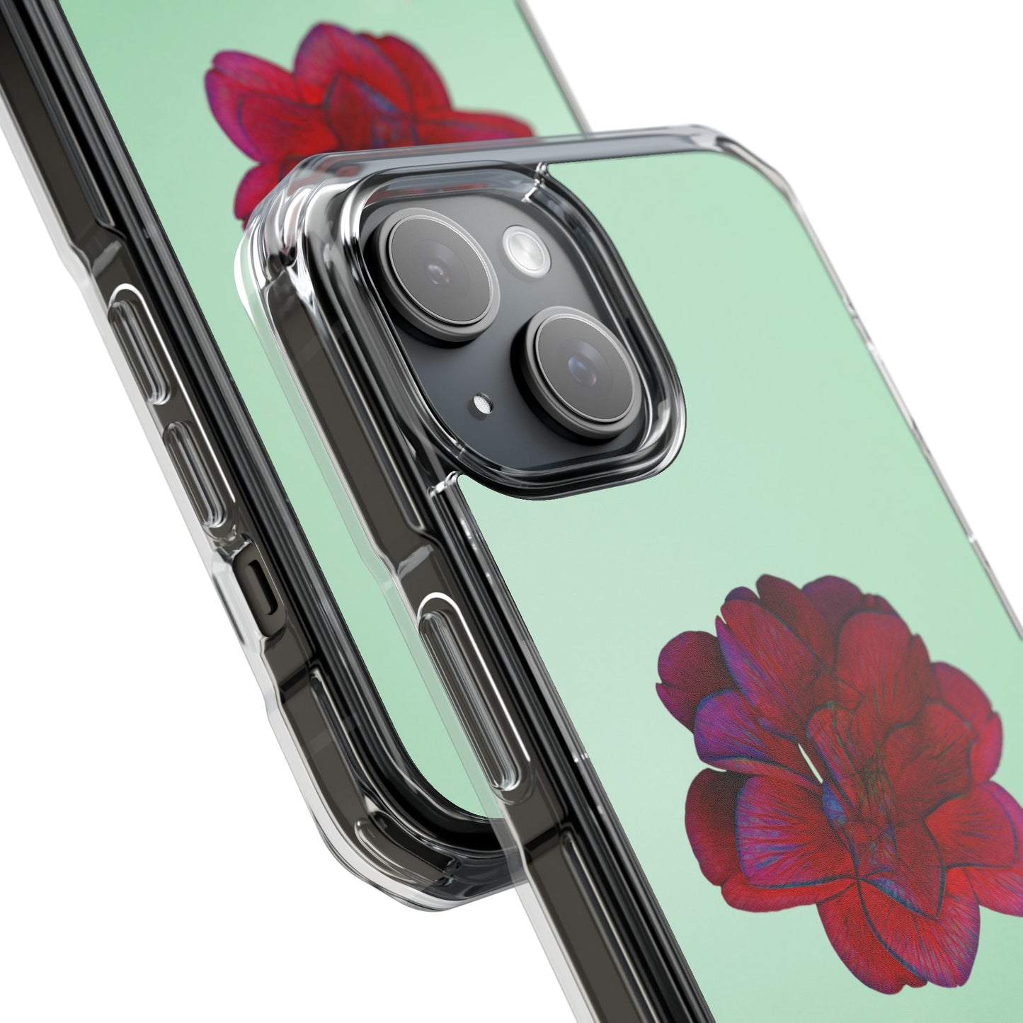 Magnetic Clear Impact Case - Red Beautiful Flower Design