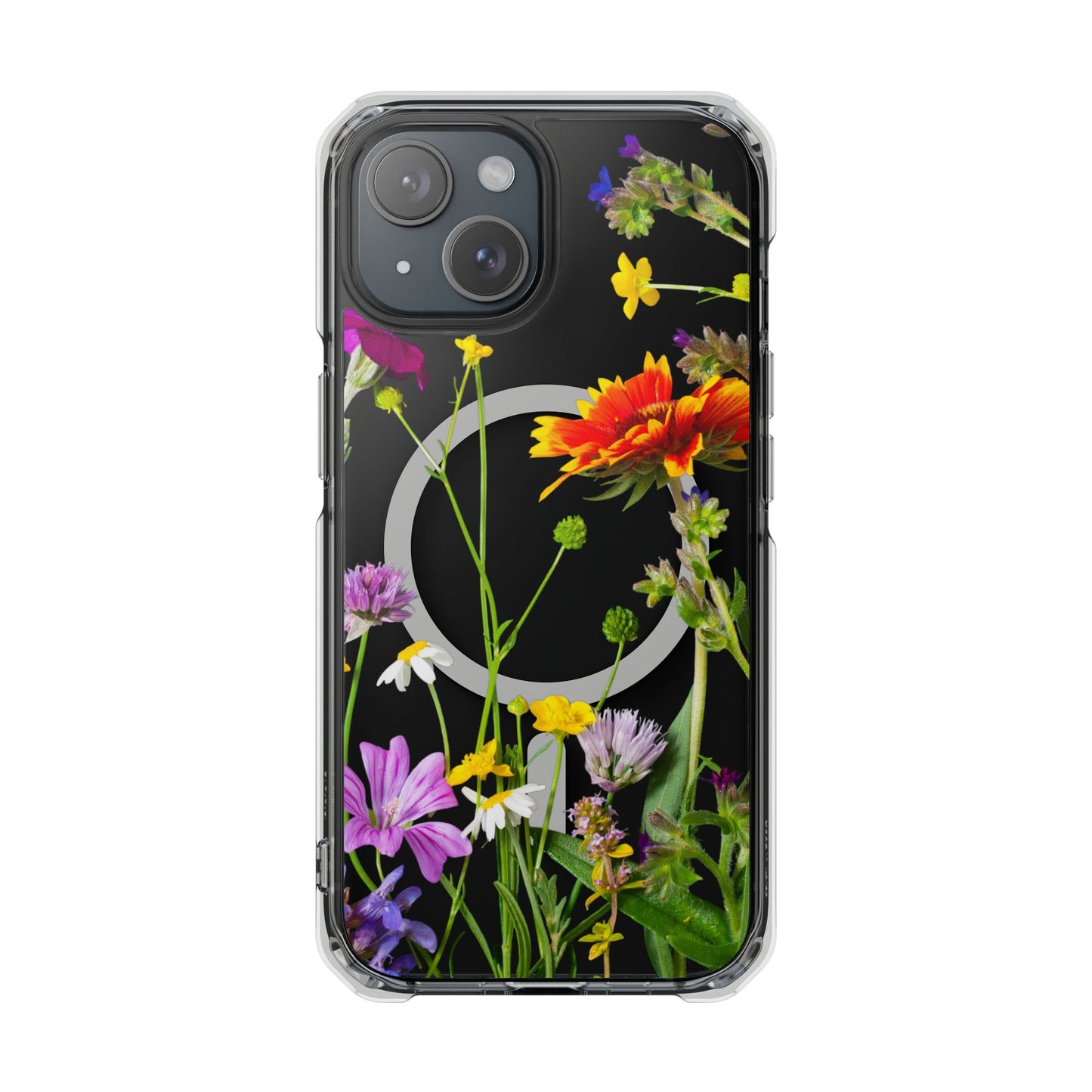 Magnetic Phone Case - Clear Flower Design