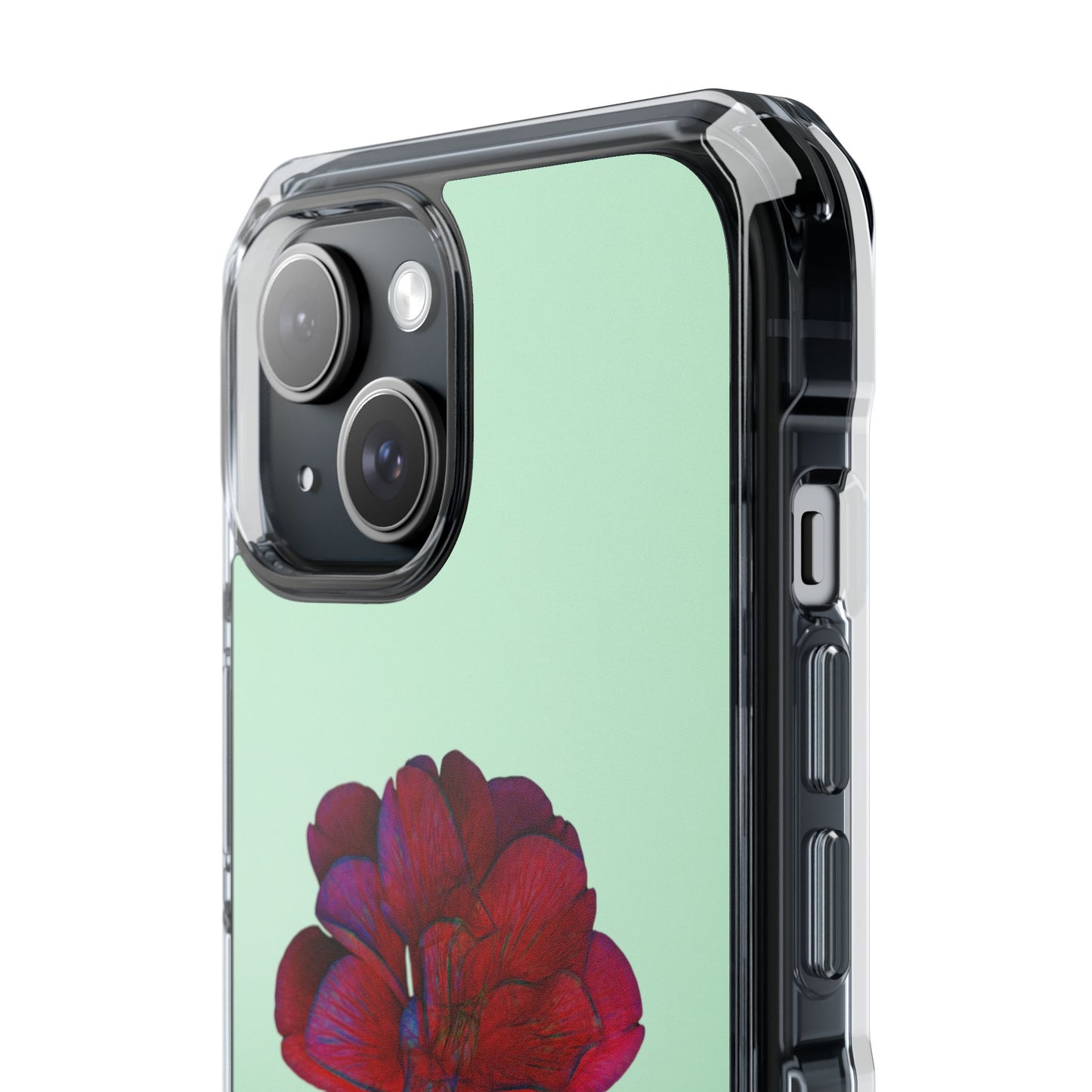 Magnetic Clear Impact Case - Red Beautiful Flower Design