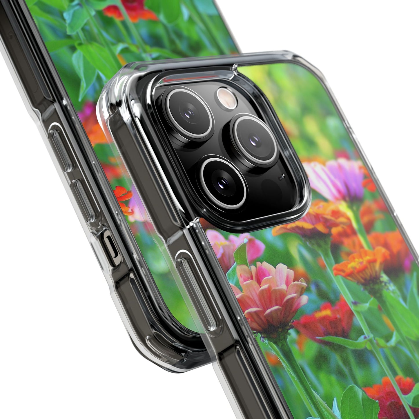 Magnetic Clear Impact Case - Vibrant Flowers and Summer Grass