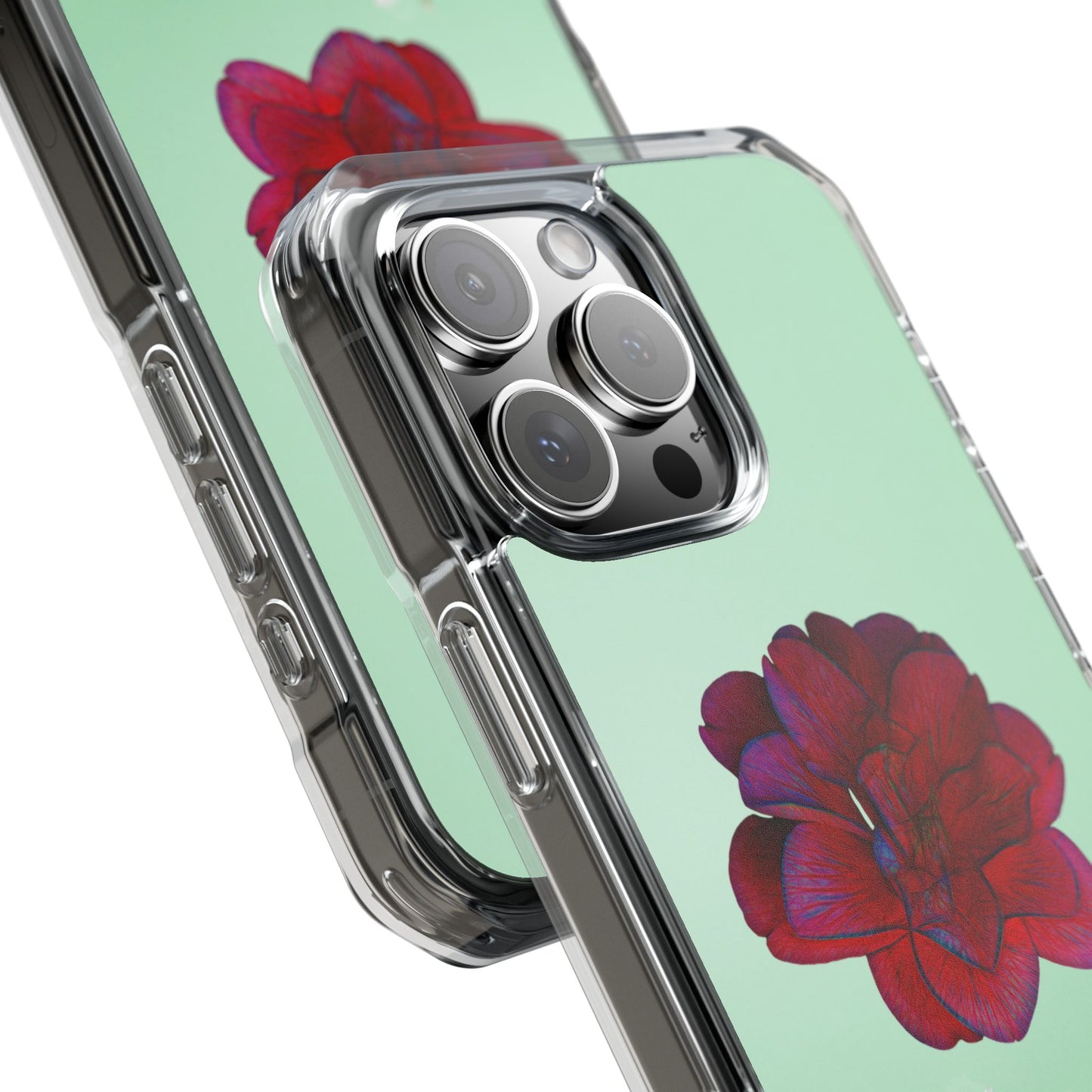 Magnetic Clear Impact Case - Red Beautiful Flower Design