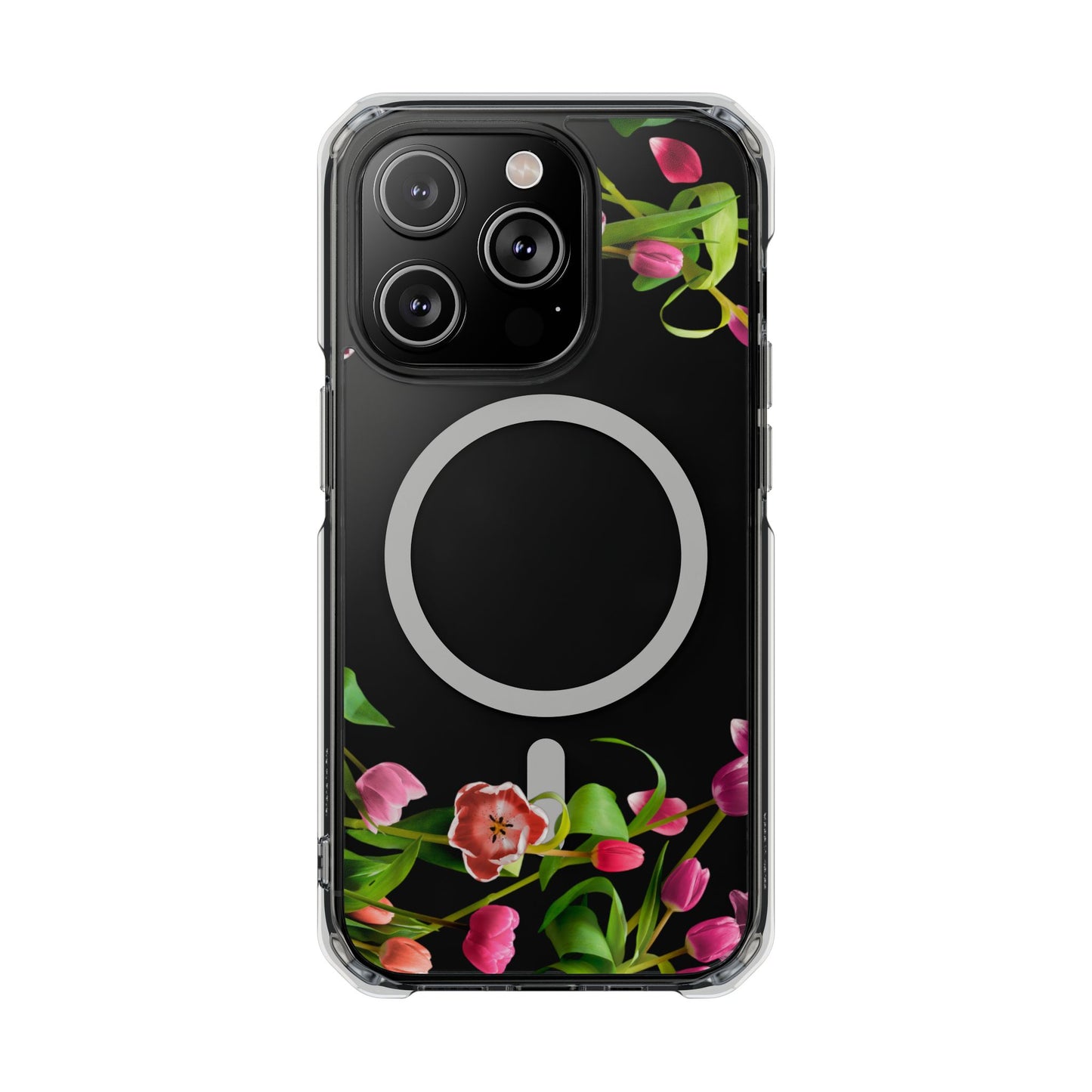 Magnetic Clear Impact Case - Tulips Elegant Protection for Your Phone