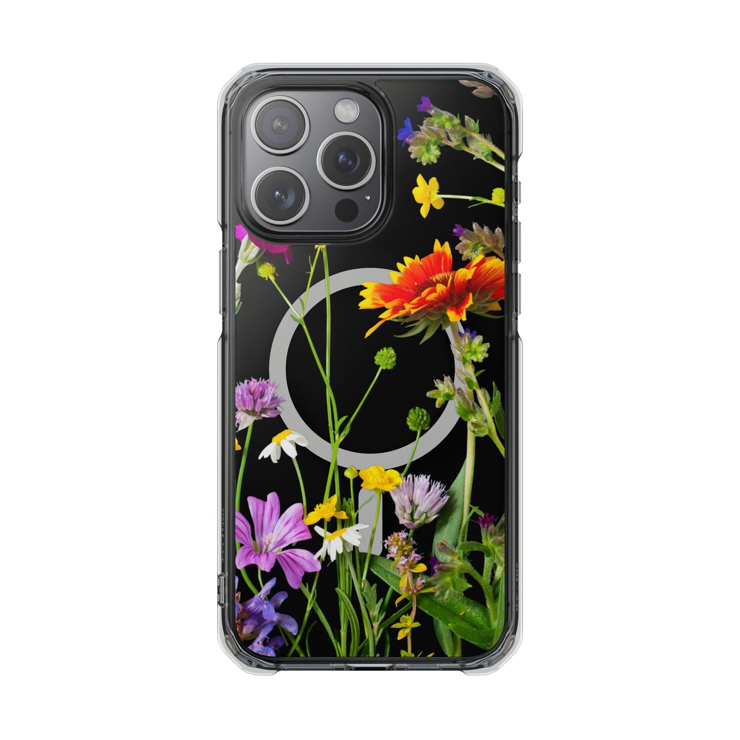 Magnetic Phone Case - Clear Flower Design