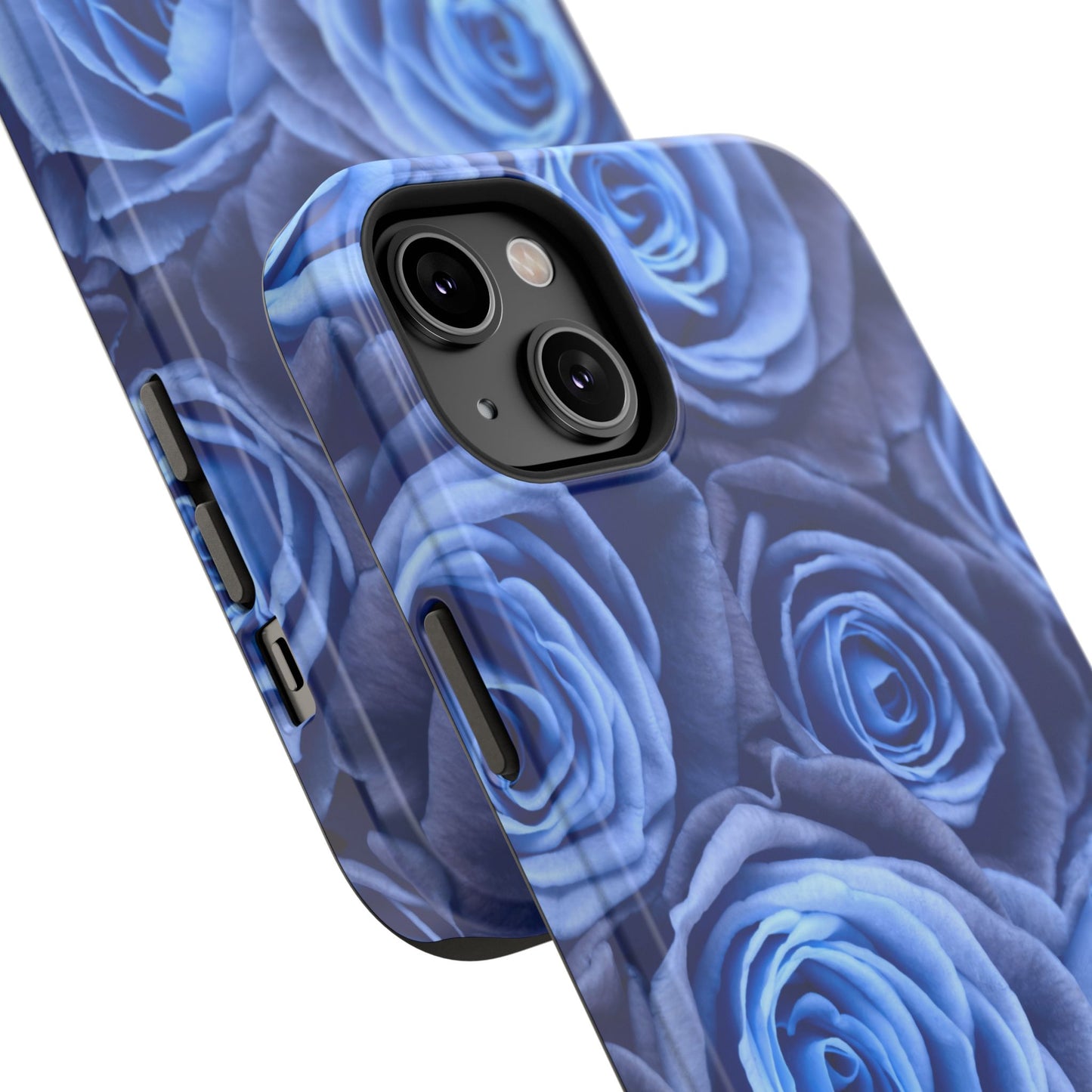 Impact-Resistant Phone Case - Blue Roses & Yellow Flower Design