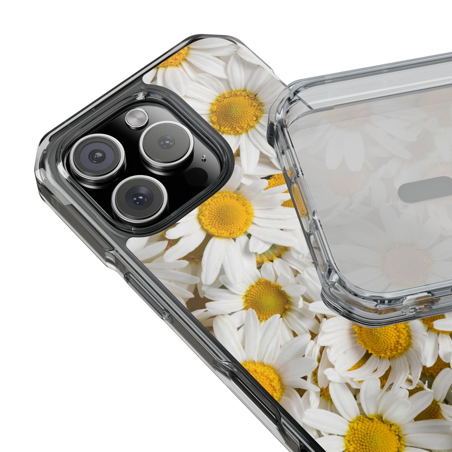 Magnetic Clear Impact Case- Daisy design